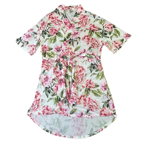 Show Me Your MuMu White Floral Print Robe Short Sleeve Size Small Women's - Picture 1 of 12